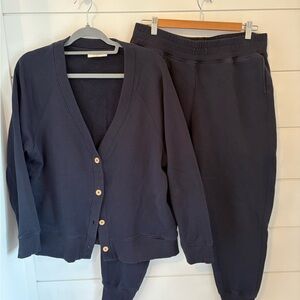 Hernest Project Button-Up Cardigan and Jogger Set - Navy